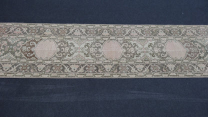 Hallway runner rug,muted vintage rug, turkish runner rug 2'2x13'2 feet
