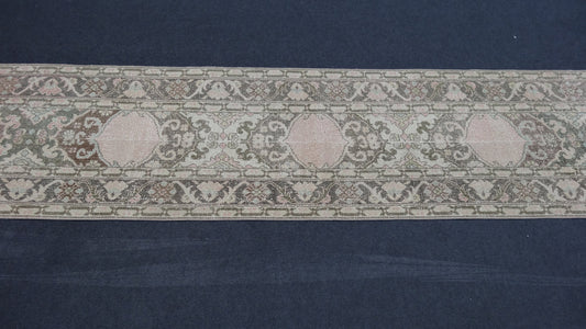 Hallway runner rug,muted vintage rug, turkish runner rug 2'2x13'2 feet