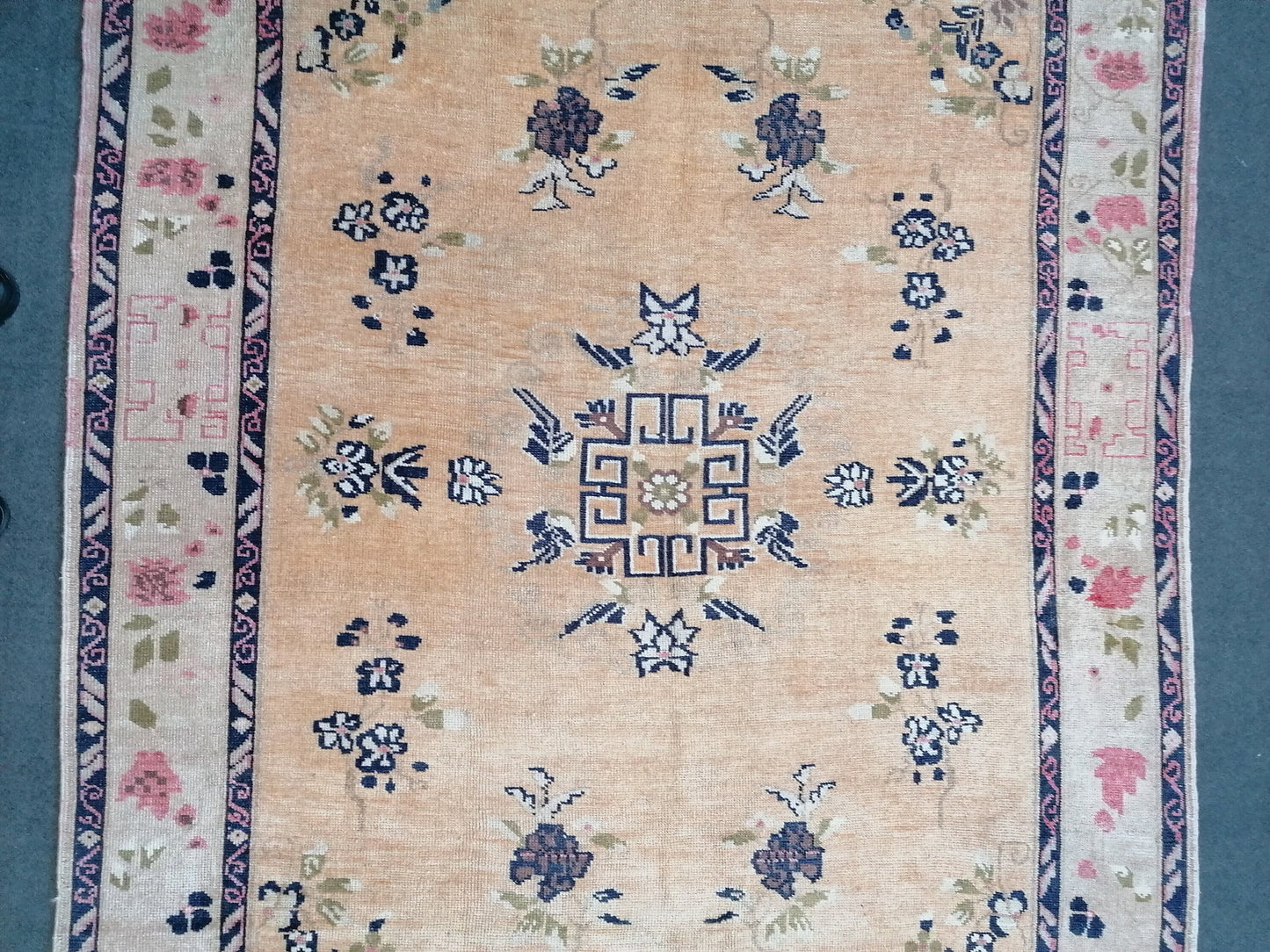 Oushak turkish wool rug 5.3 x 8.8 vintage handmade rug,