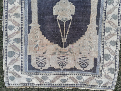 Turkish rug, vintage rug,hand made wool rug 4 x 5.5 oushak vintage rug,