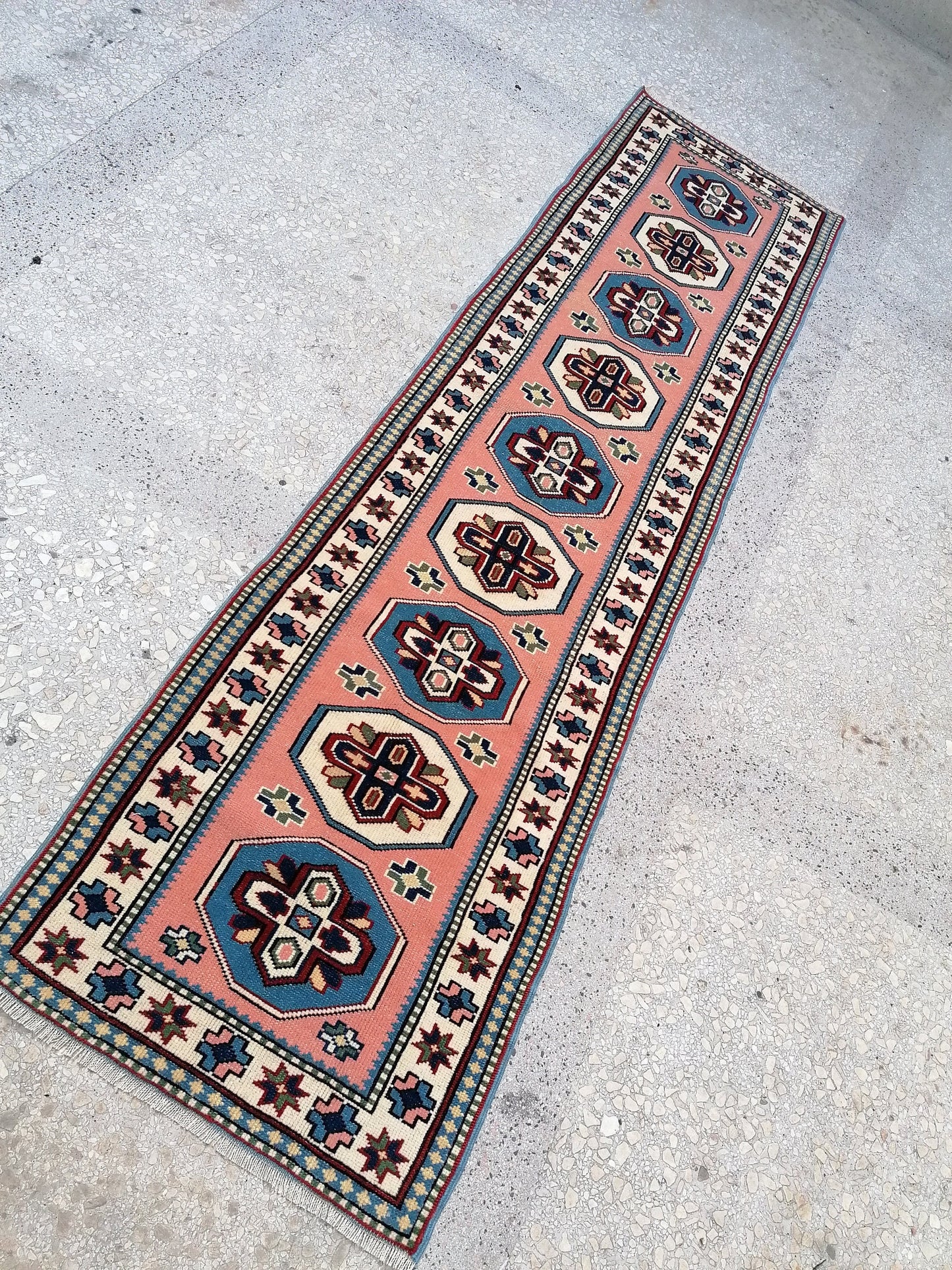 2.4 x 9 turkish runner rug,oushak  runner rug,vintage rug,vintage oushak rug,