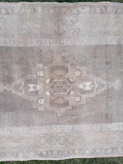 4.4 x 7 Oushak turkish rug,neutral vintage turkish rug,oushak unique hand made rug