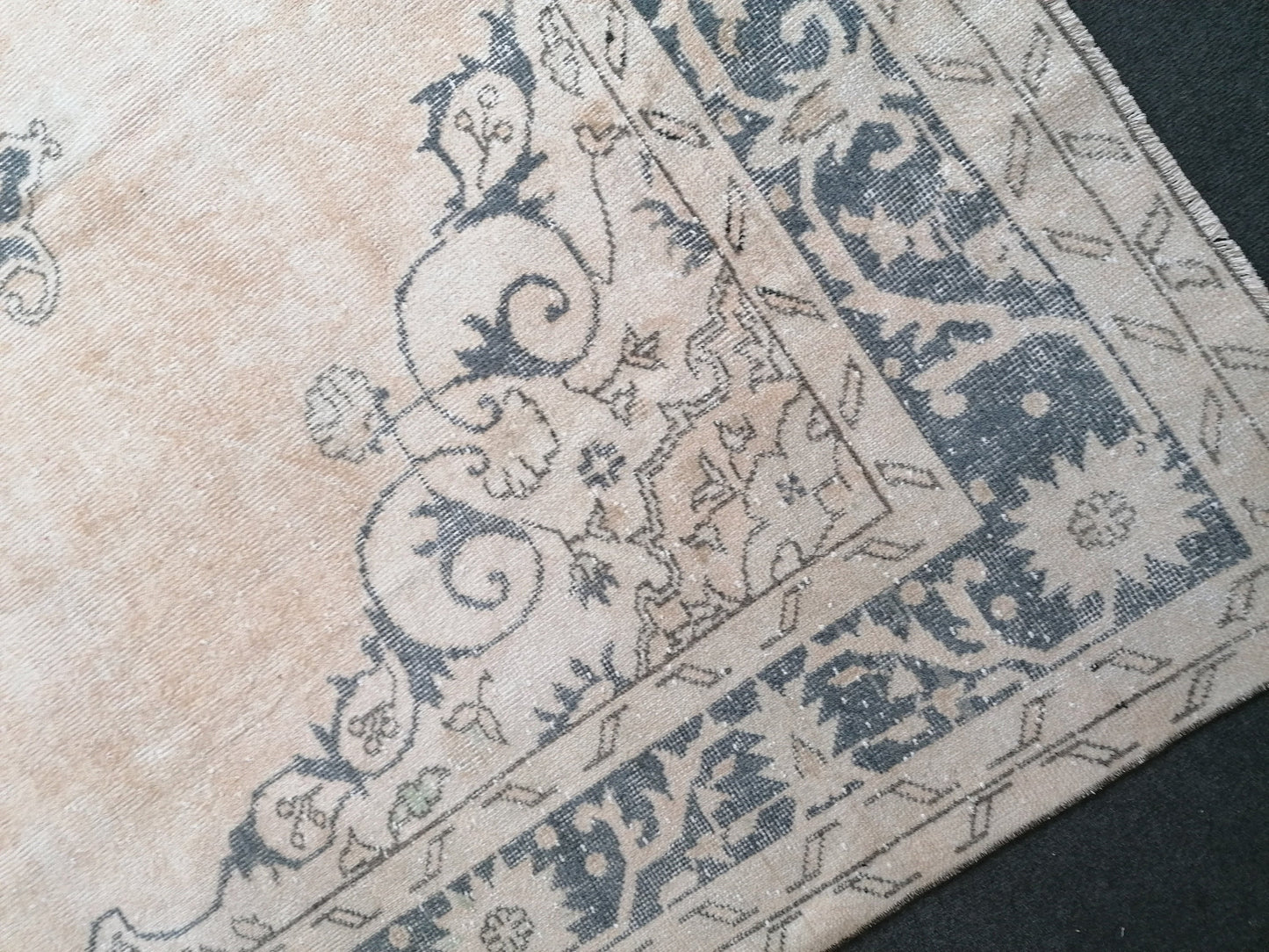 7 x 11.6 feet, navy blue oushak rug, vÄ±ntage turkÄ±sh rug, anatolian handmade rug, distressed rug
