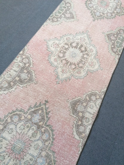 2.10 x 10.10 Pastel runner rug, Oushak runner rug,wool rug,