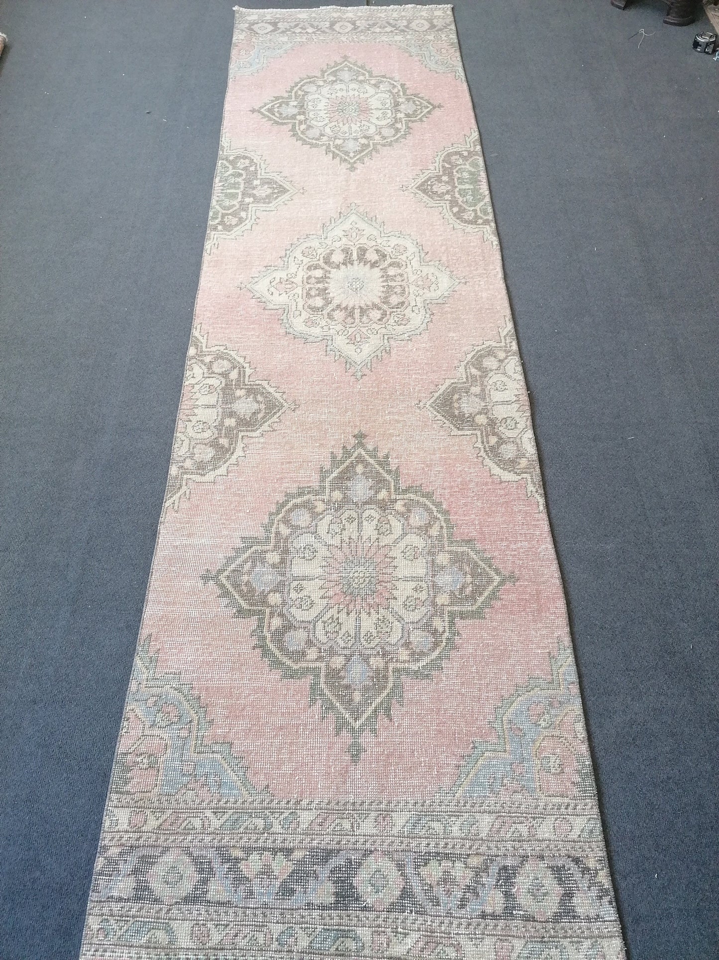 2.10 x 10.10 Pastel runner rug, Oushak runner rug,wool rug,