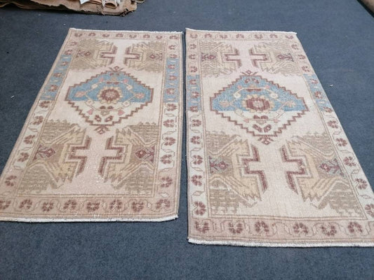 1.8 x 3.4 Turkish small rug, vintage rug, oushak rug,