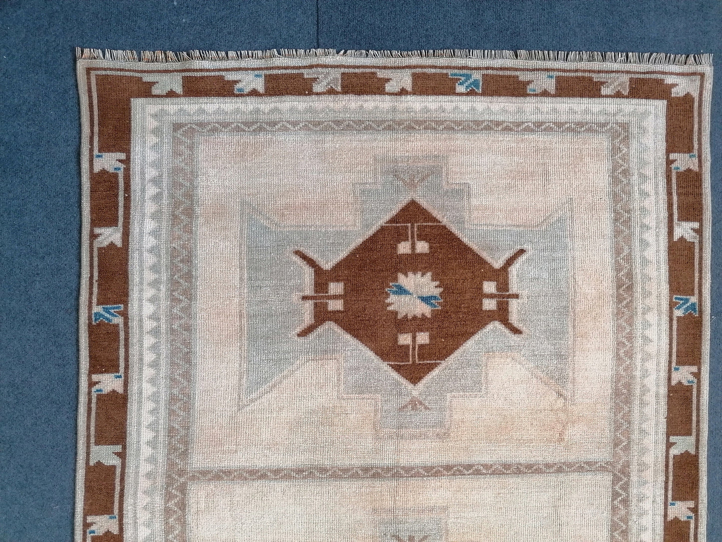 Muted oushak runner 4 x 10 vintage runner rug Turkish runner rug