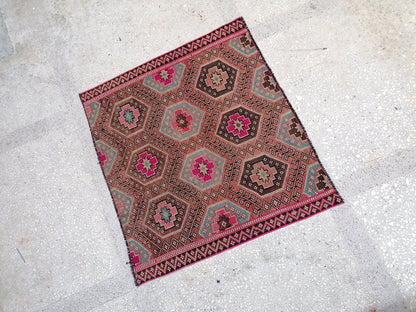 5.9 x 5.'5 flatwoven with embroidery rug turkish hand made rugs