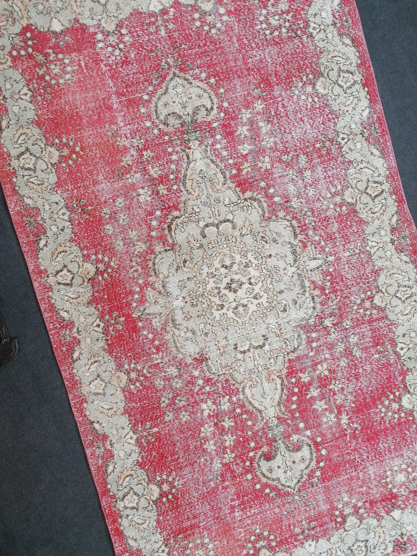 5.6 x 9.7 turkish oushak rug  vintage oushak rug wool oushak rug distressed hand made