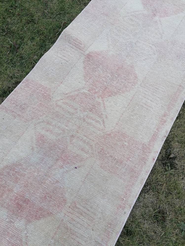 2.7 x 11.10 Muted runner rug vintage runner rug turkish runner  muted  wool runner rug