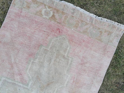 2.8 x 9.3 vintage runner rug turkish runner muted  wool runner rug vintage oriental runner