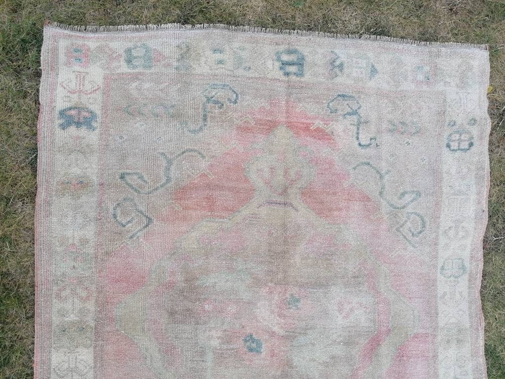 4.6 x 10 Vintage muted runner rug vintage turkish runner  muted  wool runner rug vintage
