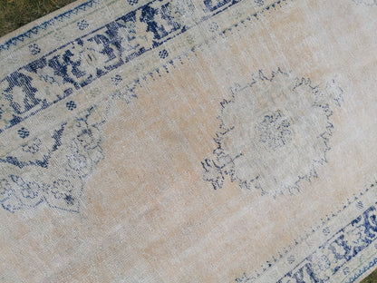4.6 x 13 distressed antique oushak turkish runner, vintage runner turkish runner rug