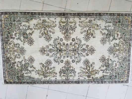 4 x 7 Turkish oushak rug, earth tone rug, pastel color rug, ethnic motif rug traditional turkish rug