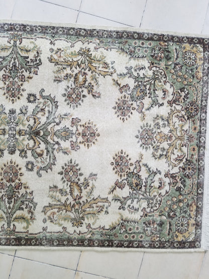 4 x 7 Turkish oushak rug, earth tone rug, pastel color rug, ethnic motif rug traditional turkish rug