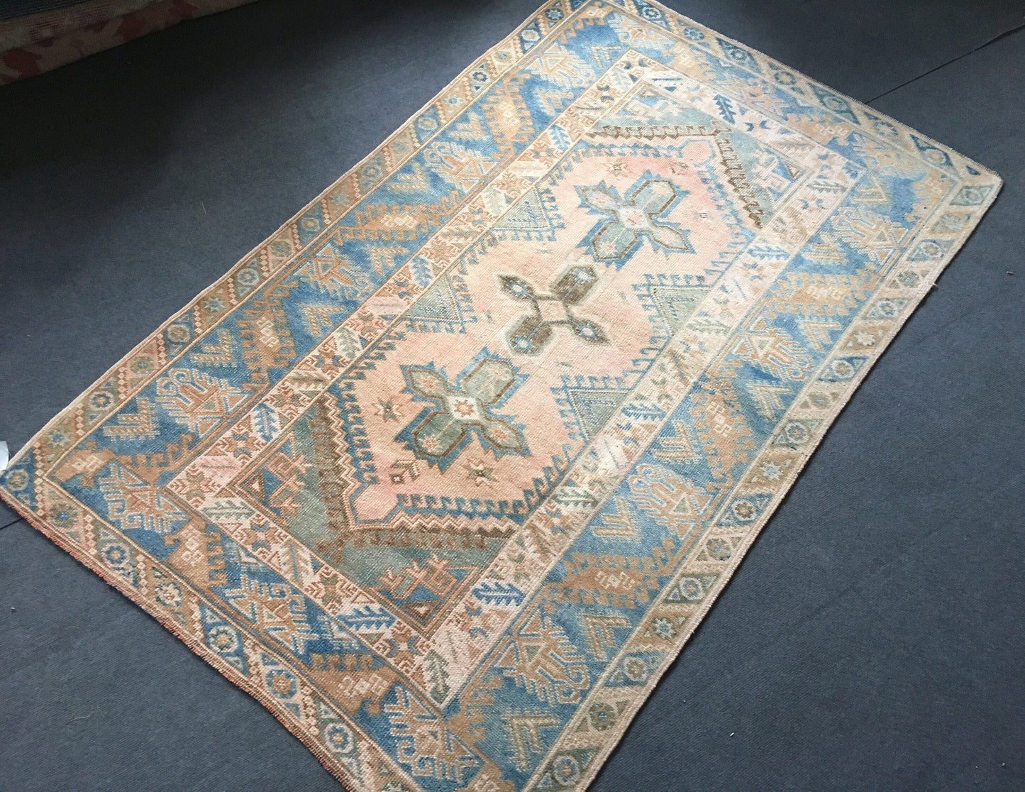 4 x 6.5 anatolian kitchen rug, turkish rug, vintage bedroom rug,living room Oushak wool rug