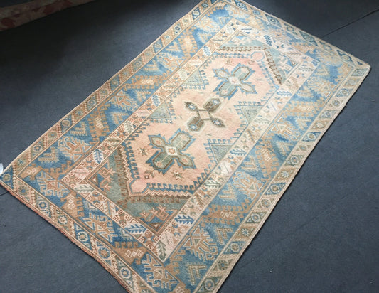 4 x 6.5 anatolian kitchen rug, turkish rug, vintage bedroom rug,living room Oushak wool rug