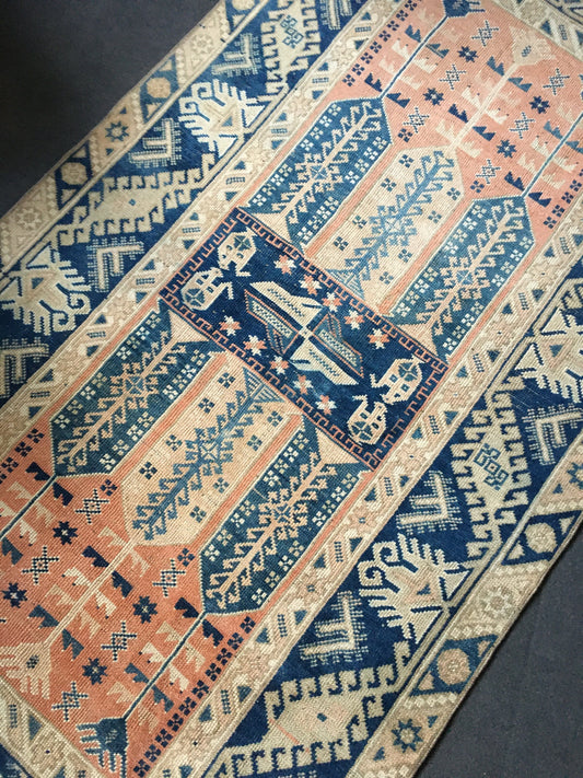4x8 feet blue kitchen floor rug, medium size turkish bedroom bohemian area rug, living room etnique anatolian rug, vintage hallway wool rugs