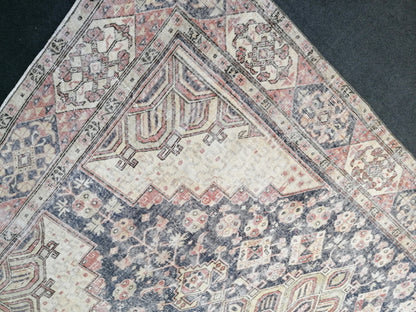 7 x 9.7  oushak rug, vintage runner rug wool hand made rugs vintage blue rug