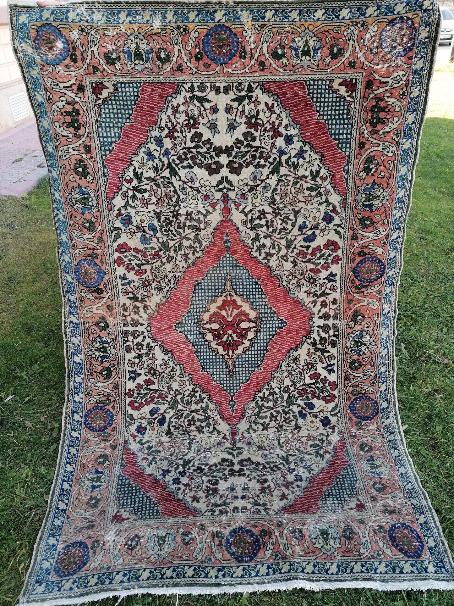 4 x 6.8 turkish rug, distressed vintage turkish rug, old turkish rug,