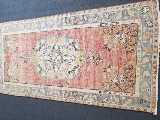 Vintage turkish rug 3.3 x 6.8 vintage wool rug, are oushak rug
