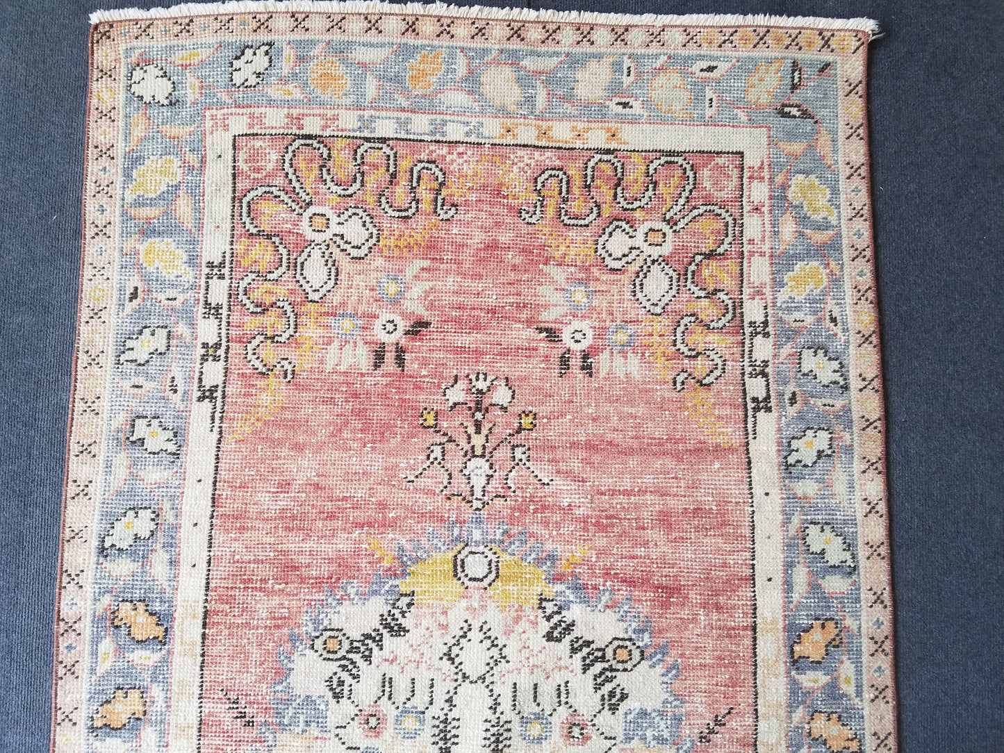 Vintage turkish rug 3.3 x 6.8 vintage wool rug, are oushak rug