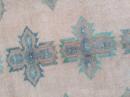 4.10 x 9 turkish runner rug, oushak vintage rug,vintage anatolian rug, handmade