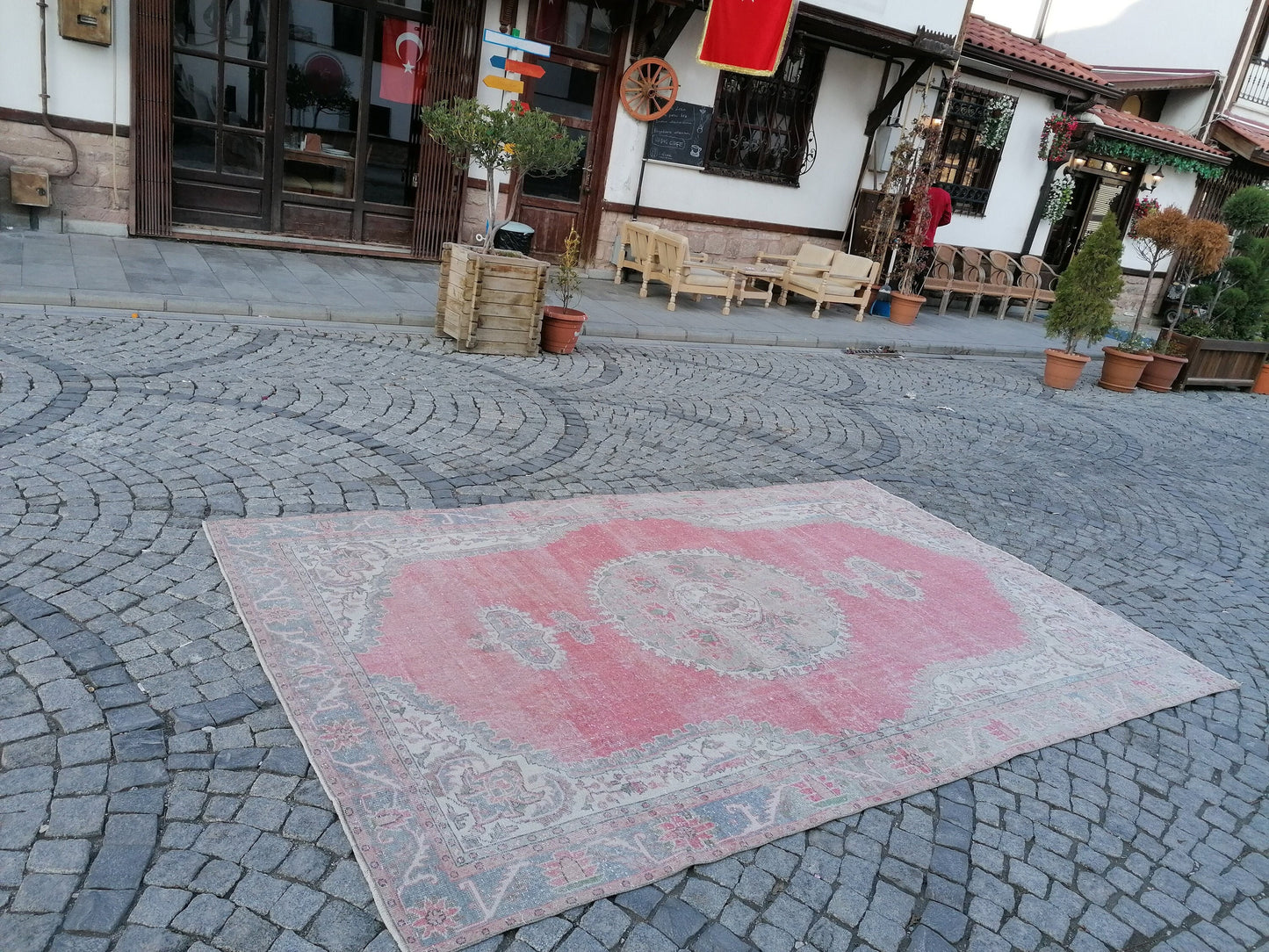 6.7 x 11 large oushak rug, living room rug, handmade wool rug, are rug