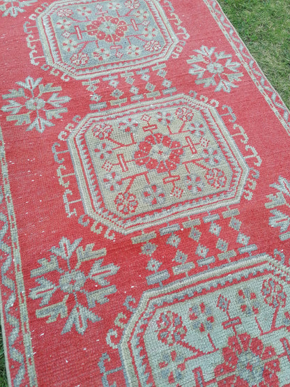 3 x 10.4 oushak turkish runner rug, vintage runner rug, hallway runner rug,