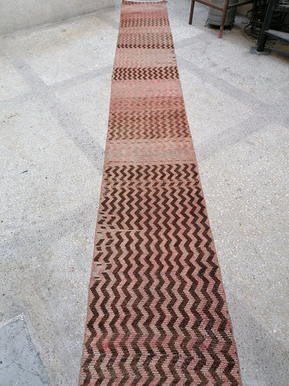 2.4 x 18  long turkish runner rug, oushak runner rug, vintage runner rug