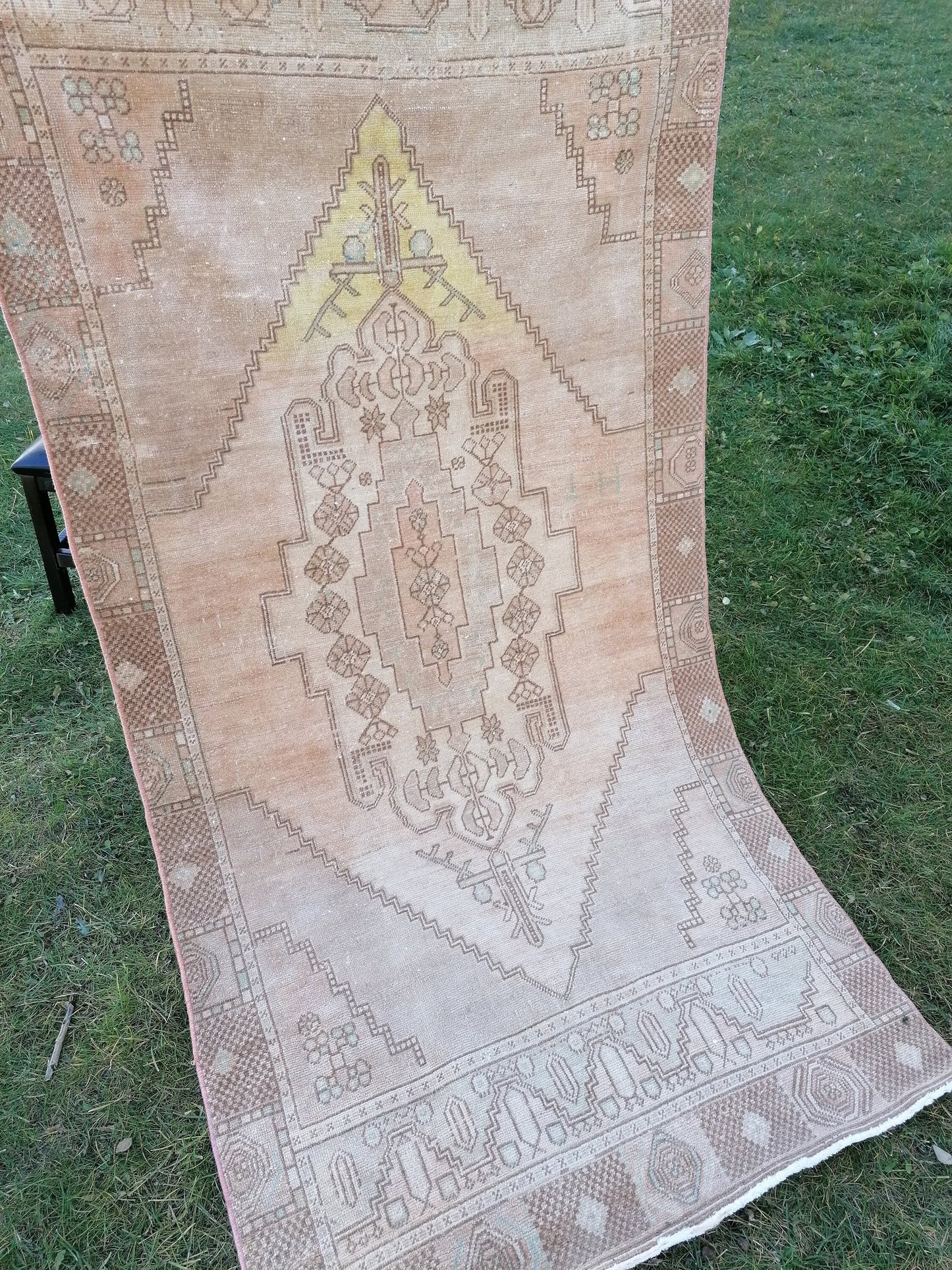 3.4 x 6.2 vintage anatolian rug, turkish rug, oushak vintage wool rug