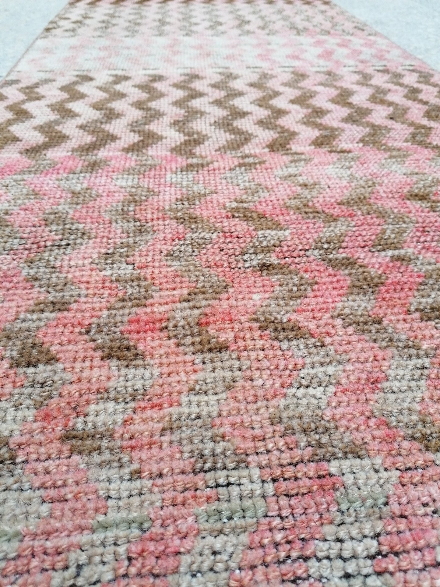 2.4 x 18  long turkish runner rug, oushak runner rug, vintage runner rug