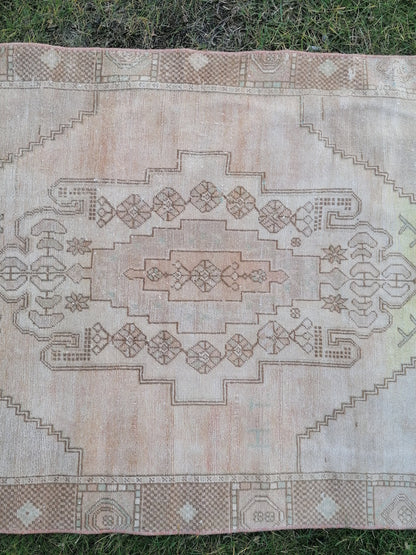 3.4 x 6.2 vintage anatolian rug, turkish rug, oushak vintage wool rug