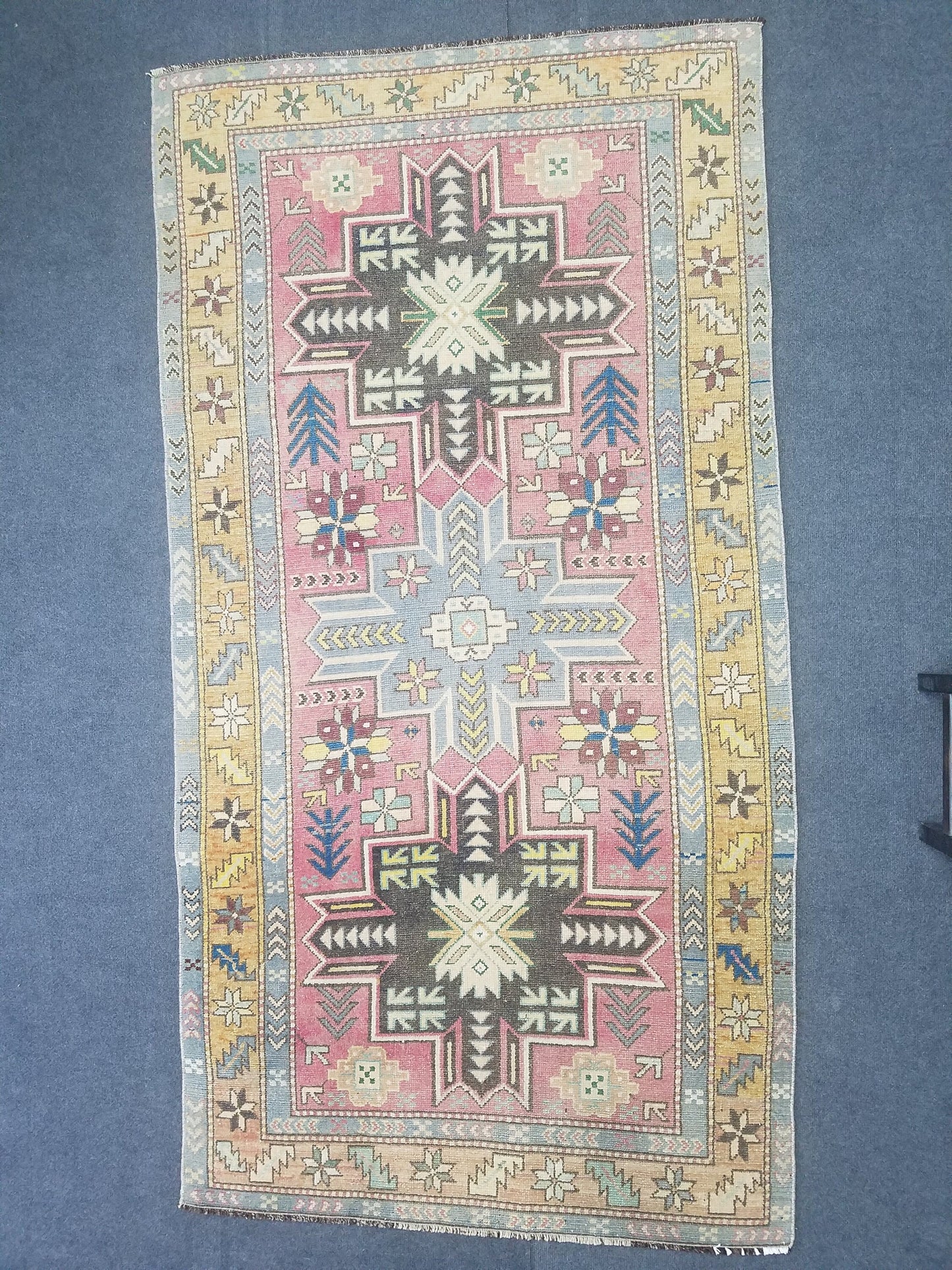3.9 x 6.3 Oushak wool rug, turkish rug vintage rug