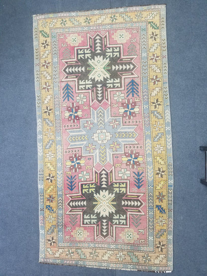 3.9 x 6.3 Oushak wool rug, turkish rug vintage rug