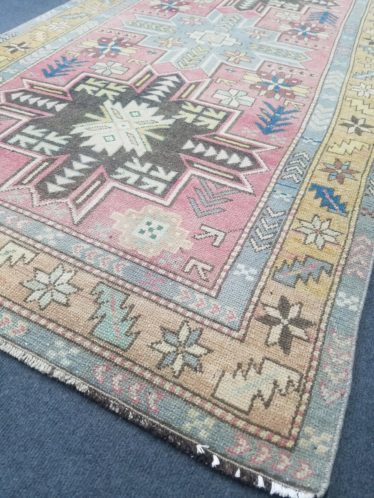 3.9 x 6.3 Oushak wool rug, turkish rug vintage rug