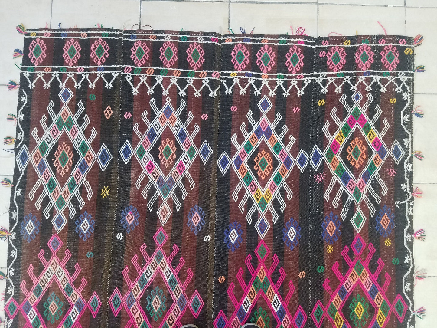 57 x 141 inches Turkish embroidery rug, turkish kilim rug, nomadic flat woven rug,