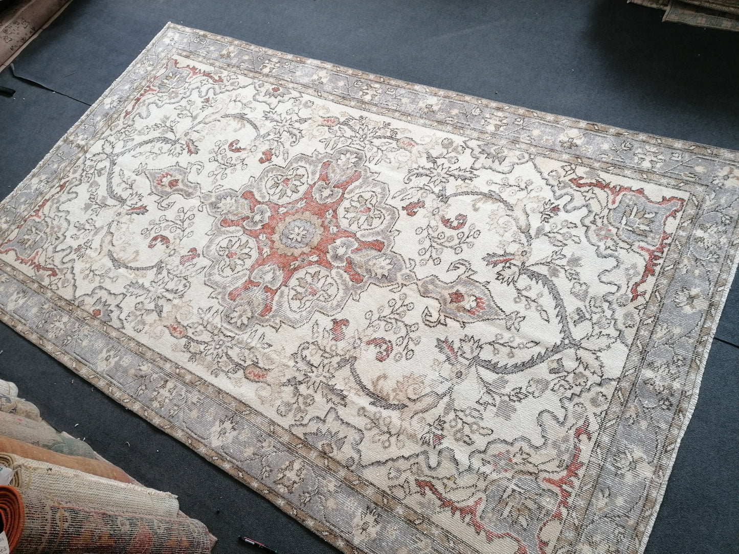 oushak rug 6.3 x 10.3 turkish rug, vintage rug, wool vintage oushak rug handmade rug
