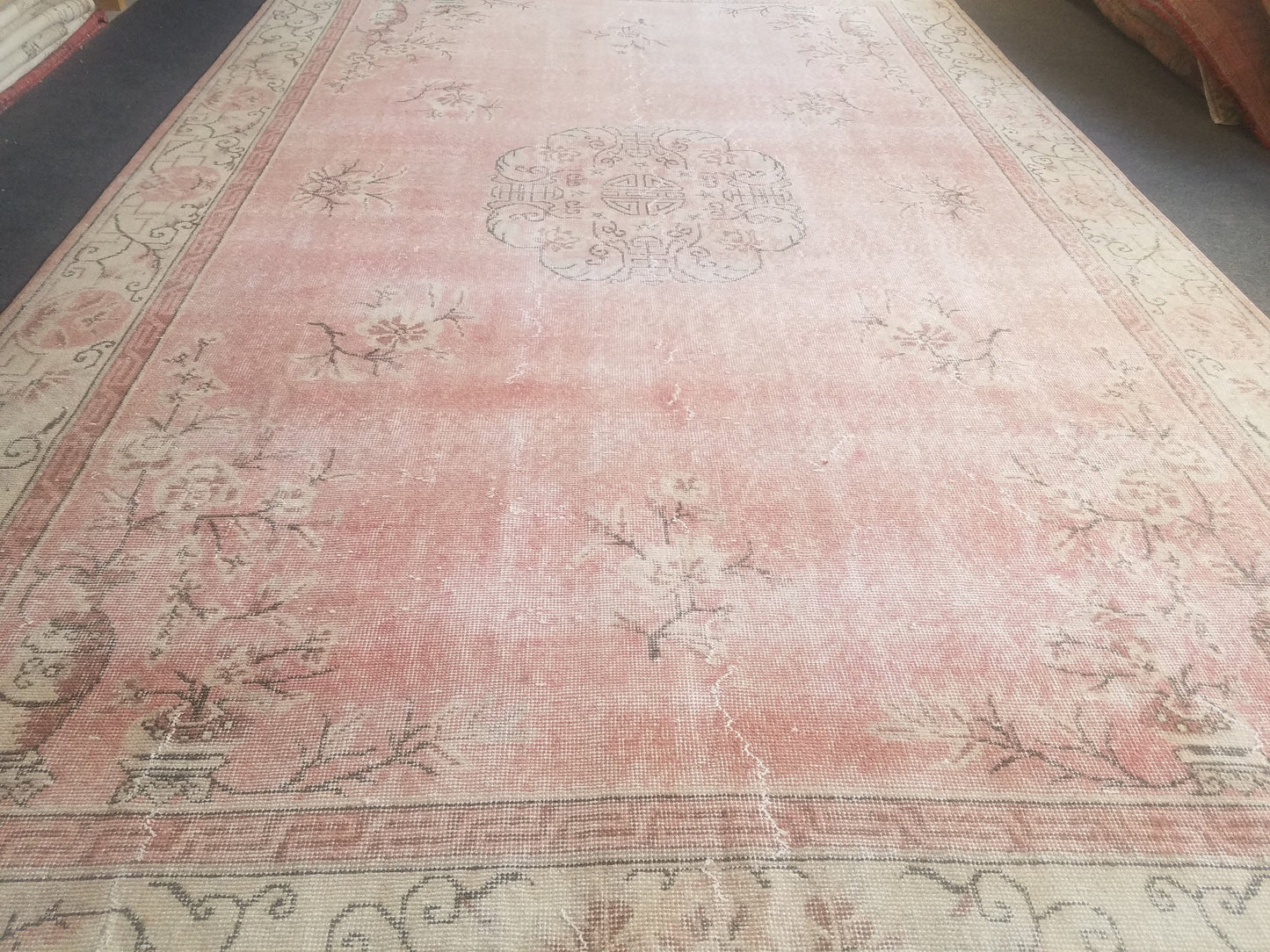 6.10 x 10.9 large oushak vintage rug, vintage oushak rug, large area rug