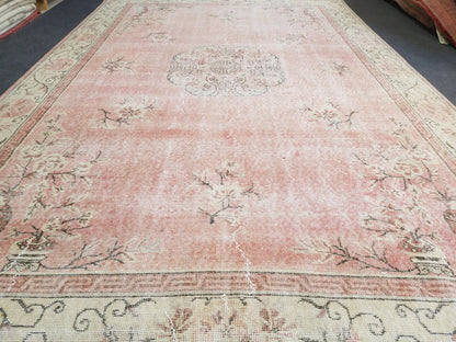 6.10 x 10.9 large oushak vintage rug, vintage oushak rug, large area rug