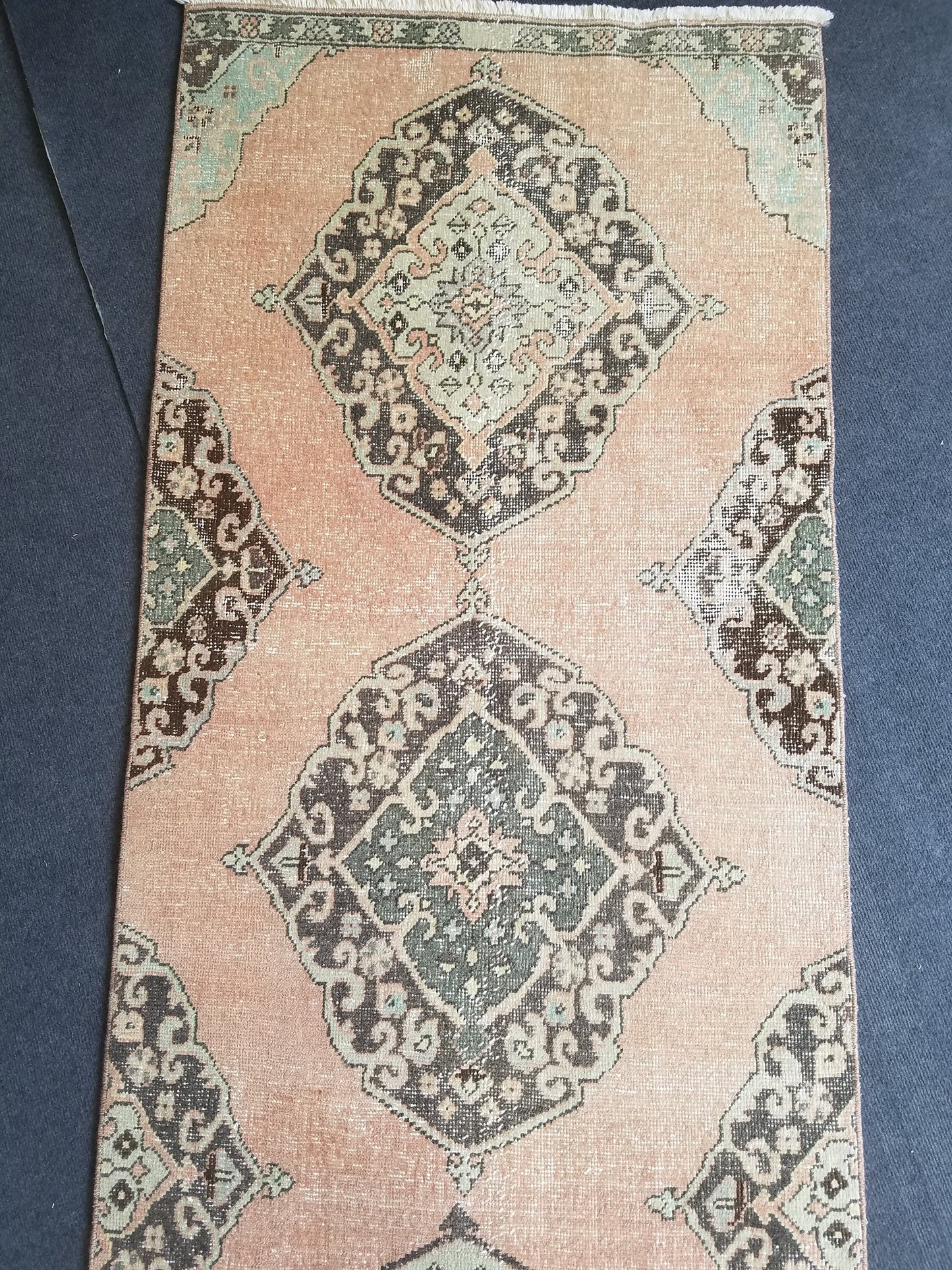2.8 x 11.9 Turkish Runner rug, vintage runner rug, oushak runner