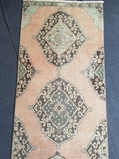 2.8 x 11.9 Turkish Runner rug, vintage runner rug, oushak runner