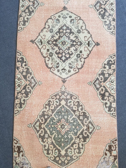 2.8 x 11.9 Turkish Runner rug, vintage runner rug, oushak runner