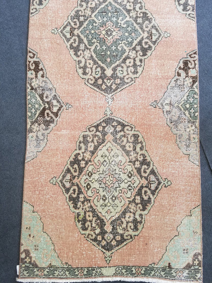 2.8 x 11.9 Turkish Runner rug, vintage runner rug, oushak runner