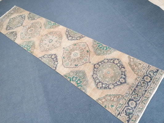 2.8 x 12.2 runner rug, handmade runner, vintage runner rug, oushak runner rug
