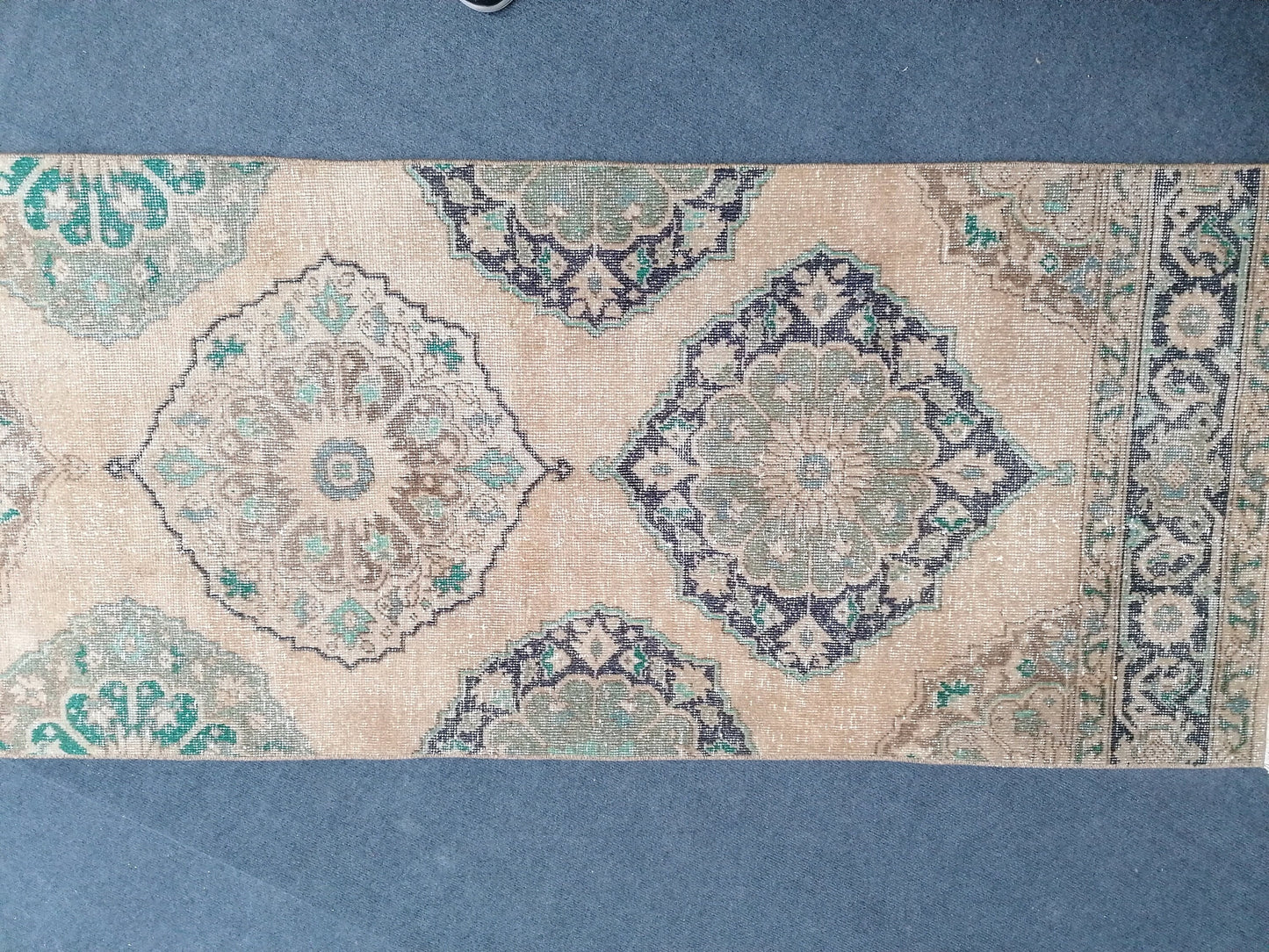 2.8 x 12.2 runner rug, handmade runner, vintage runner rug, oushak runner rug