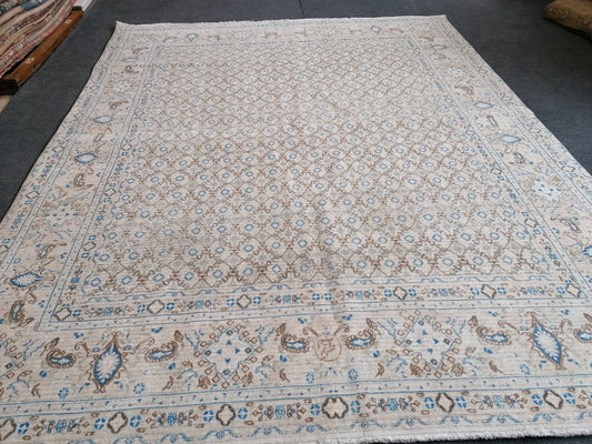 persian wool rug 6.4 x 8 distressed blue rug, turkish living room rug, handmade rug