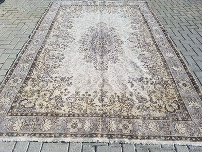 6.10 x 10.4 vintage rug knotted turkish rug,area rug