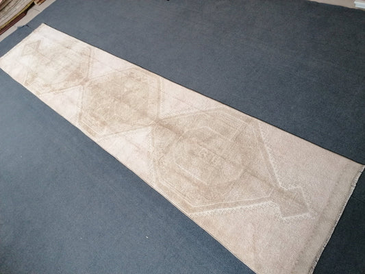 2.4 x 11.3 turkish runner rug, vintage runner rug, oushak runner rug