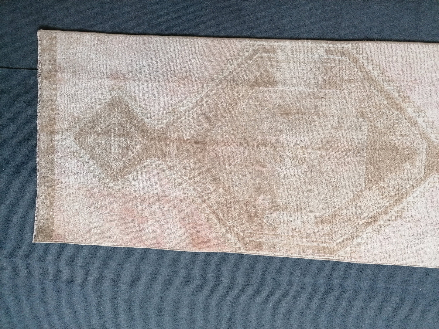 2.4 x 11.3 turkish runner rug, vintage runner rug, oushak runner rug